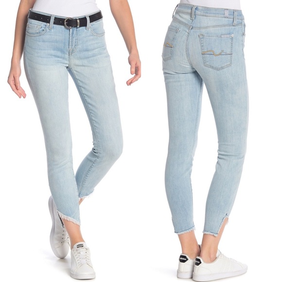 7 For All Mankind Denim - 7FAM Gwenevere Angled Raw Hem Skinny Jeans